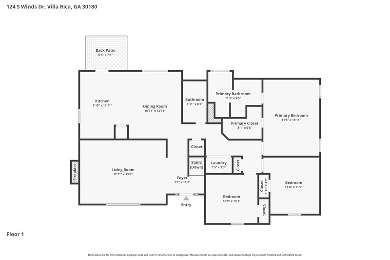 1,990/Mo, 124 S Winds Dr Villa Rica, GA 30180 Floor Plan View