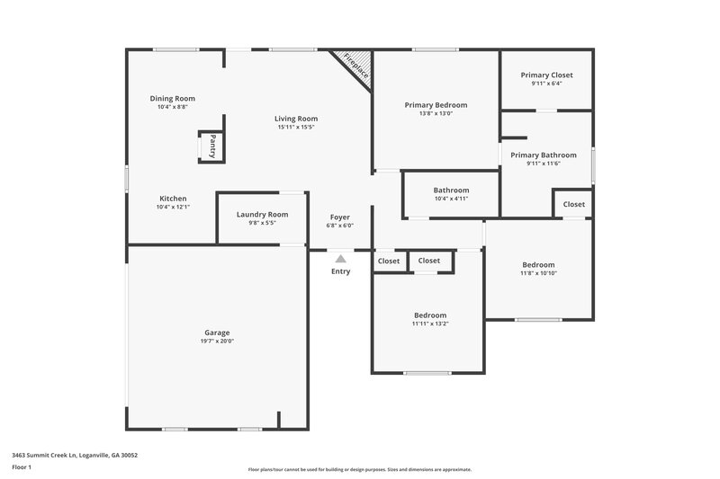 1,755/Mo, 3463 Summit Creek Ln Loganville, GA 30052 Floor Plan View