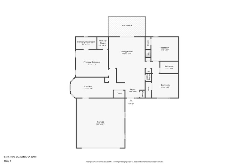 1,805/Mo, 873 Revena Ln Austell, GA 30168 Floor Plan View