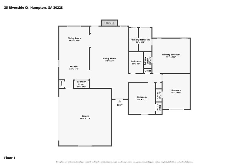 1,890/Mo, 35 Riverside Ct Hampton, GA 30228 Floor Plan View