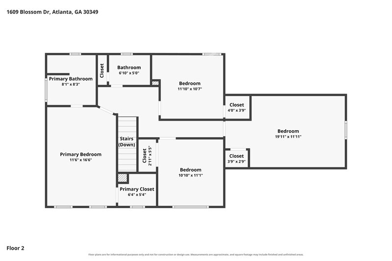 2,350/Mo, 1609 Blossom Dr Atlanta, GA 30349 Floor Plan View