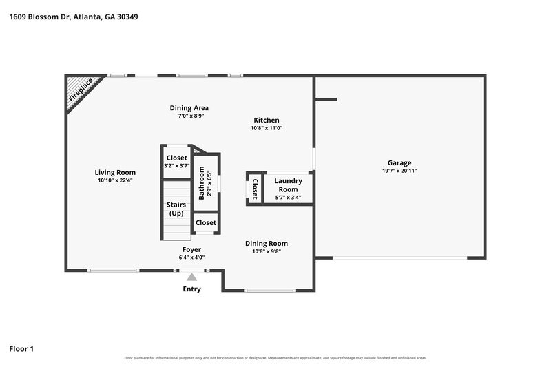 2,350/Mo, 1609 Blossom Dr Atlanta, GA 30349 Floor Plan View 2