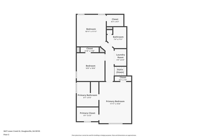 1,870/Mo, 3627 Lower Creek Dr Douglasville, GA 30135 Floor Plan View 2