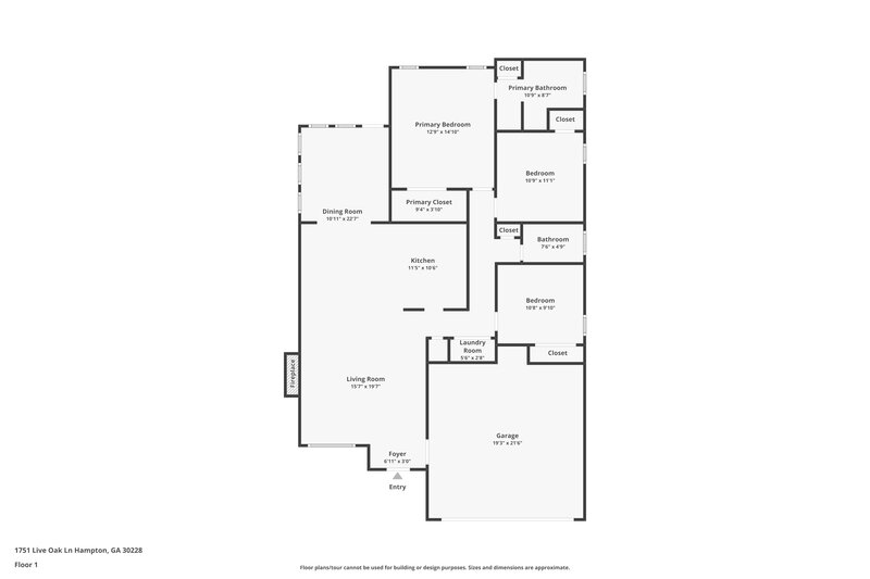 1,775/Mo, 1751 Live Oak Ln Hampton, GA 30228 Floor Plan View