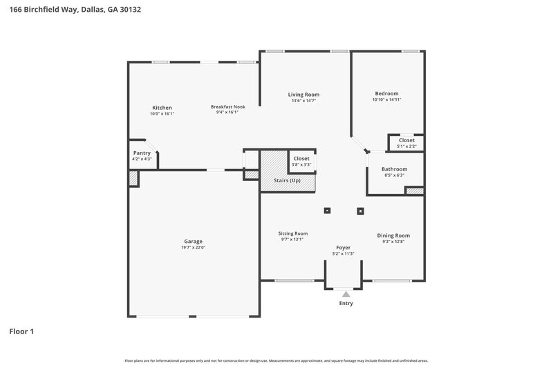 2,450/Mo, 166 Birchfield Way Dallas, GA 30132 Floor Plan View