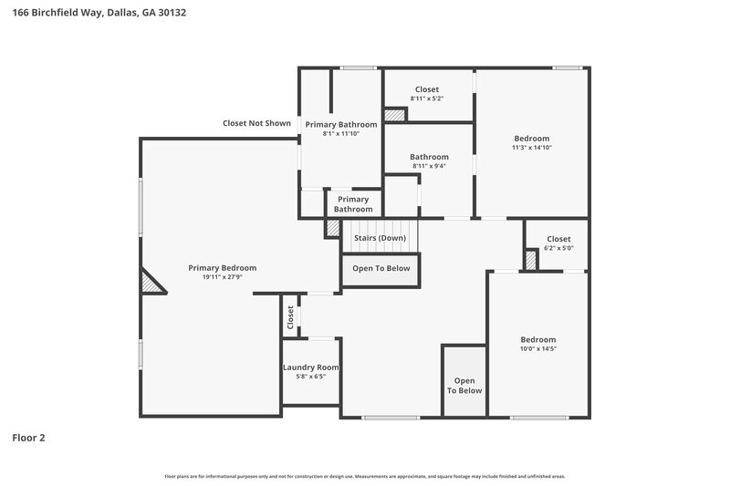 2,450/Mo, 166 Birchfield Way Dallas, GA 30132 Floor Plan View 2
