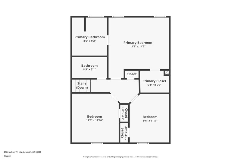 2,100/Mo, 2926 Yukon Trail Acworth, GA 30101 Floor Plan View 2