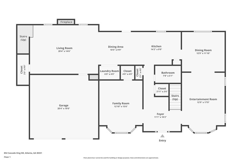 2,500/Mo, 852 Cascade Xing SW Atlanta, GA 30331 Floor Plan View
