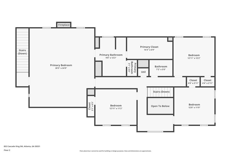 2,500/Mo, 852 Cascade Xing SW Atlanta, GA 30331 Floor Plan View 2