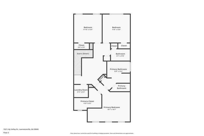 1,965/Mo, 1521 Lily Valley Dr Lawrenceville, GA 30045 Floor Plan View 2