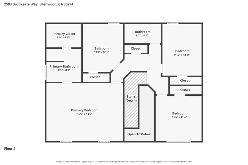 2,215/Mo, 2503 Brookgate Way Ellenwood, GA 30294 Floor Plan View 2