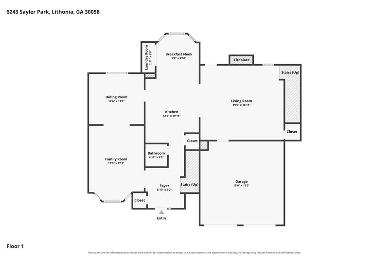 2,465/Mo, 6243 Sayler Park Lithonia, GA 30058 Floor Plan View