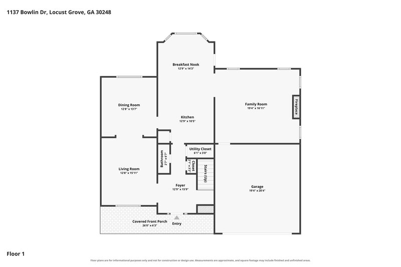 2,135/Mo, 1137 Bowlin Dr Locust Grove, GA 30248 Floor Plan View