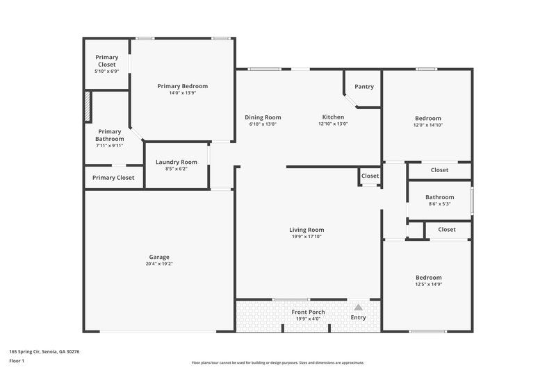 2,100/Mo, 165 Spring Cir Senoia, GA 30276 Floor Plan View