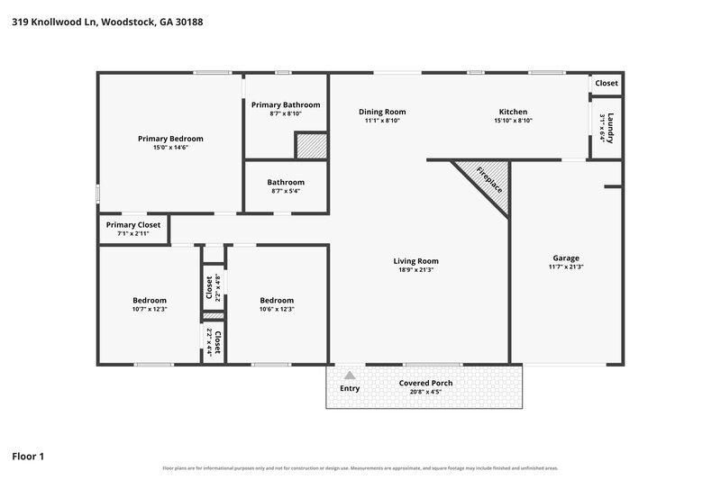 2,040/Mo, 319 Knollwood Ln Woodstock, GA 30188 Floor Plan View