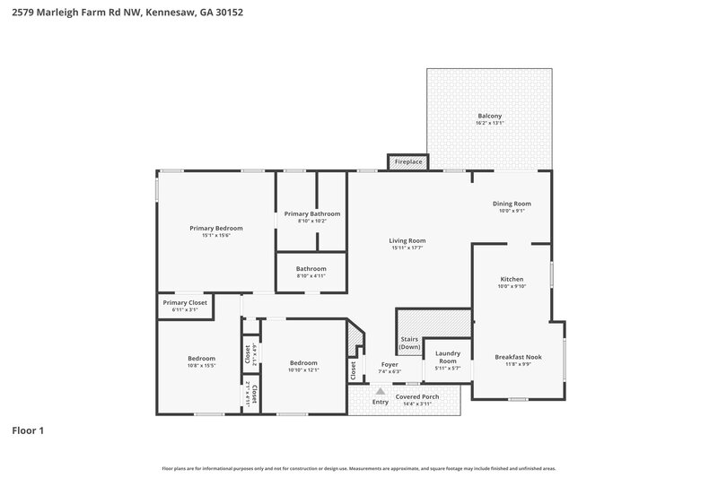 2,555/Mo, 2579 Marleigh Farm Rd NW Kennesaw, GA 30152 Floor Plan View 2