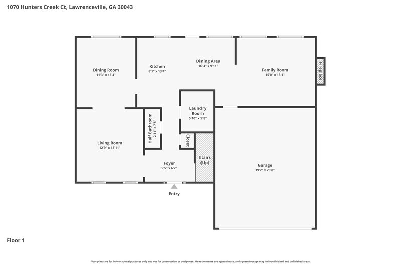 2,450/Mo, 1070 Hunters Creek Court Lawrenceville, GA 30043 Floor Plan View