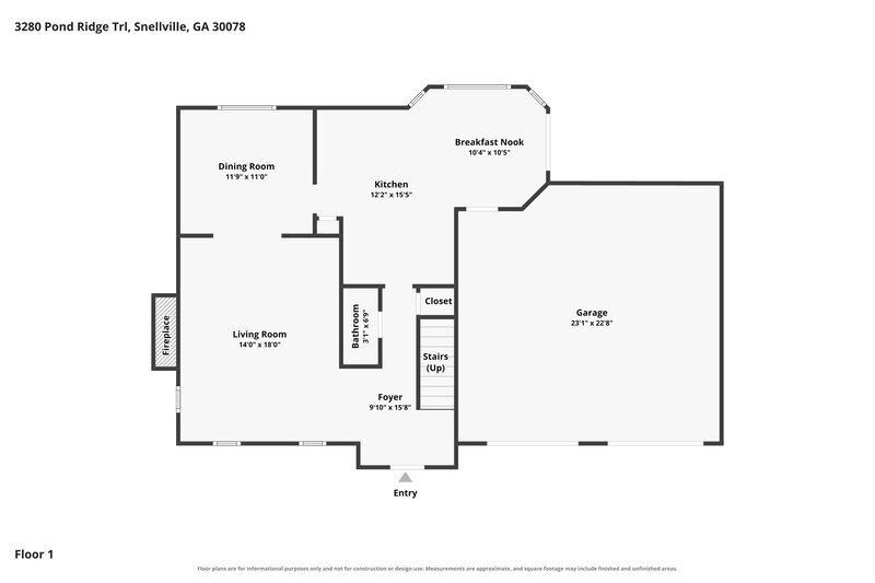 1,920/Mo, 3280 Pond Ridge Trl Snellville, GA 30078 Floor Plan View