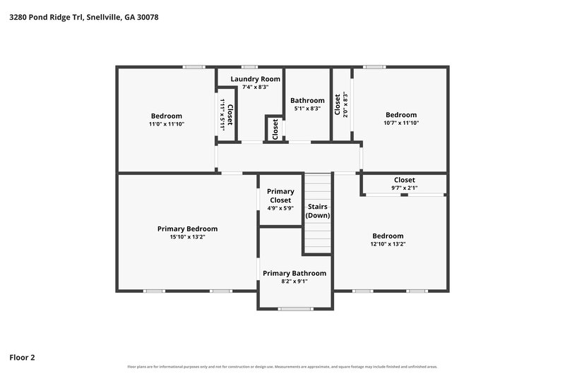 1,920/Mo, 3280 Pond Ridge Trl Snellville, GA 30078 Floor Plan View 2