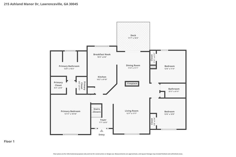 2,620/Mo, 215 Ashland Manor Dr Lawrenceville, GA 30045 Floor Plan View 2