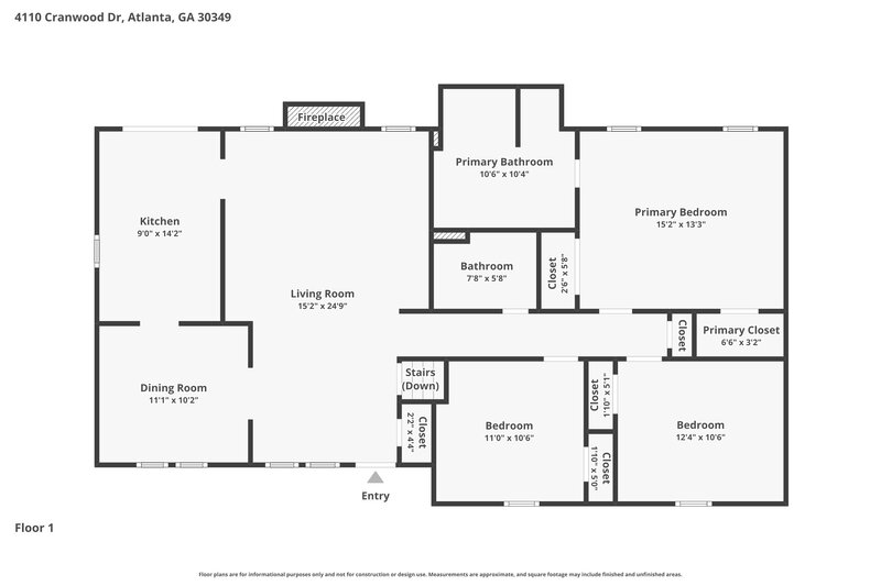 2,110/Mo, 4110 Cranwood Dr College Park, GA 30349 Floor Plan View 2