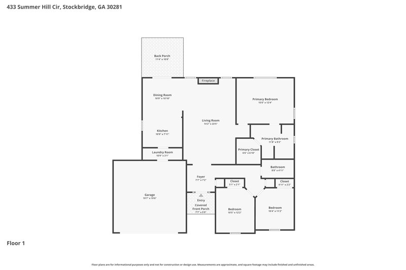 2,085/Mo, 433 Summer Hill Circle Stockbridge, GA 30281 Floor Plan View