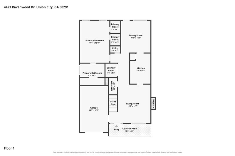 1,915/Mo, 4423 Ravenwood Dr Union City, GA 30291 Floor Plan View