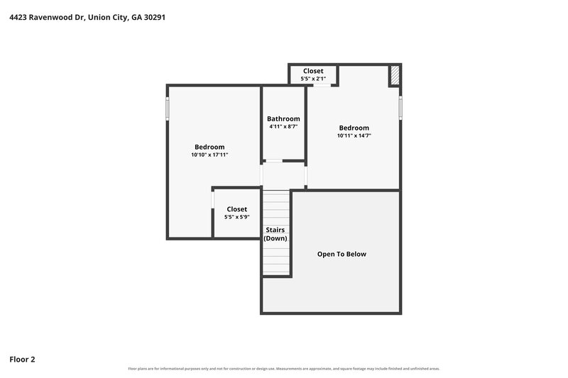1,915/Mo, 4423 Ravenwood Dr Union City, GA 30291 Floor Plan View 2