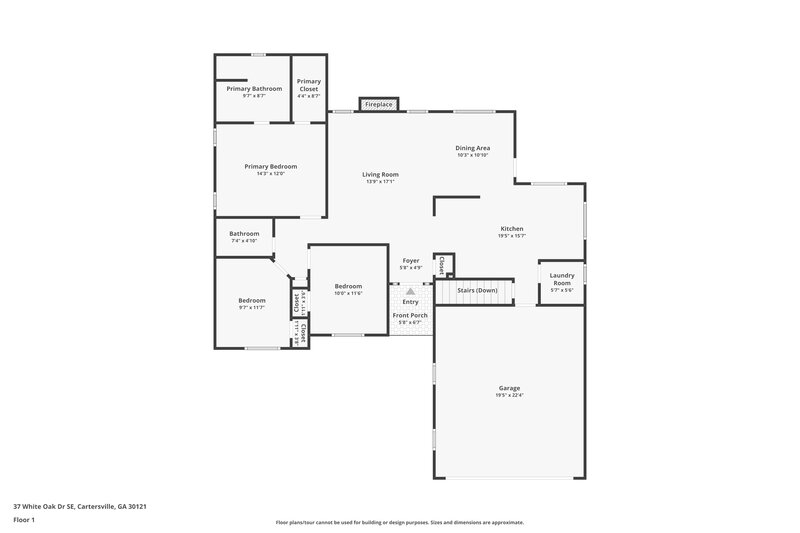 1,950/Mo, 37 White Oak Dr SE Cartersville, GA 30121 Floor Plan View 2