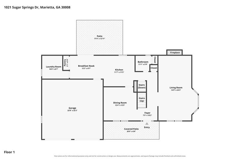 2,590/Mo, 1021 Sugar Springs Drive Marietta, GA 30008 Floor Plan View