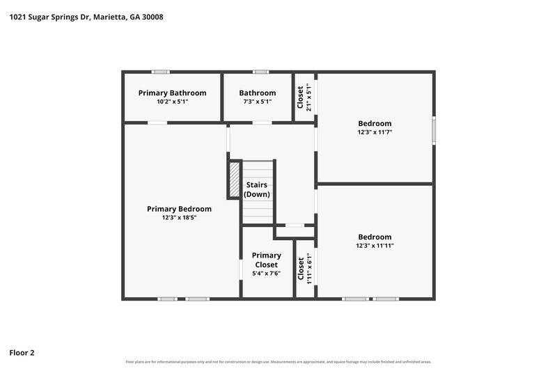 2,590/Mo, 1021 Sugar Springs Drive Marietta, GA 30008 Floor Plan View 2