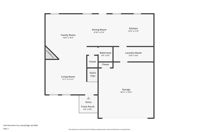 1,945/Mo, 1618 Thornwick Trce Stockbridge, GA 30281 Floor Plan View
