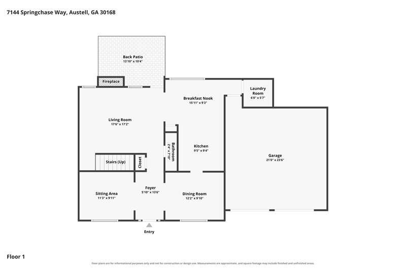 2,080/Mo, 7144 Springchase Way Austell, GA 30168 Floorplan View