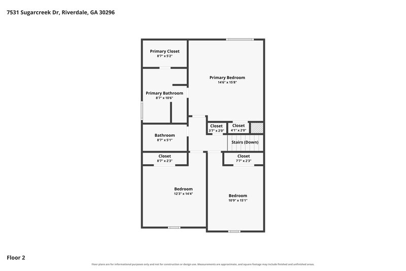 2,150/Mo, 7531 Sugarcreek Dr Riverdale, GA 30296 Floor Plan View 2
