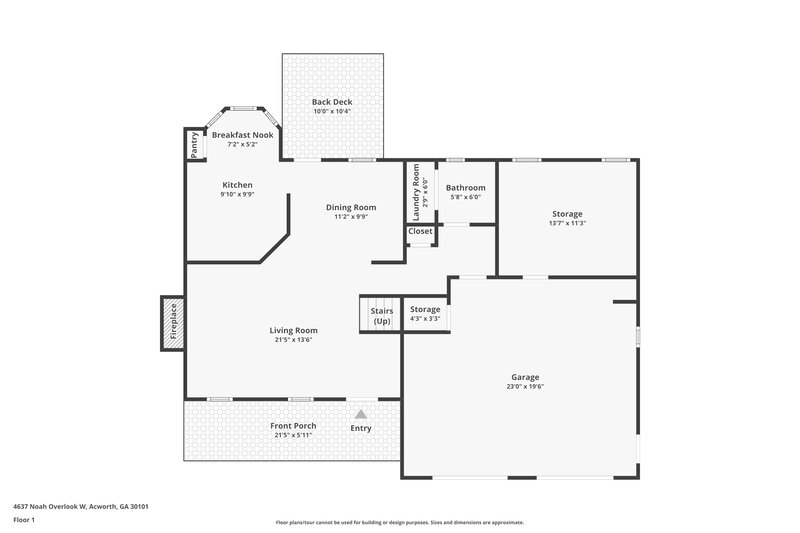 1,900/Mo, 4637 Noah Overlook W Acworth, GA 30101 Floor Plan View