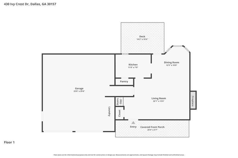 1,840/Mo, 430 Ivy Crest Dr Dallas, GA 30157 Floor Plan View