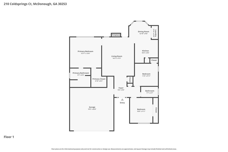 1,965/Mo, 210 Coldsprings Ct McDonough, GA 30253 Floor Plan View