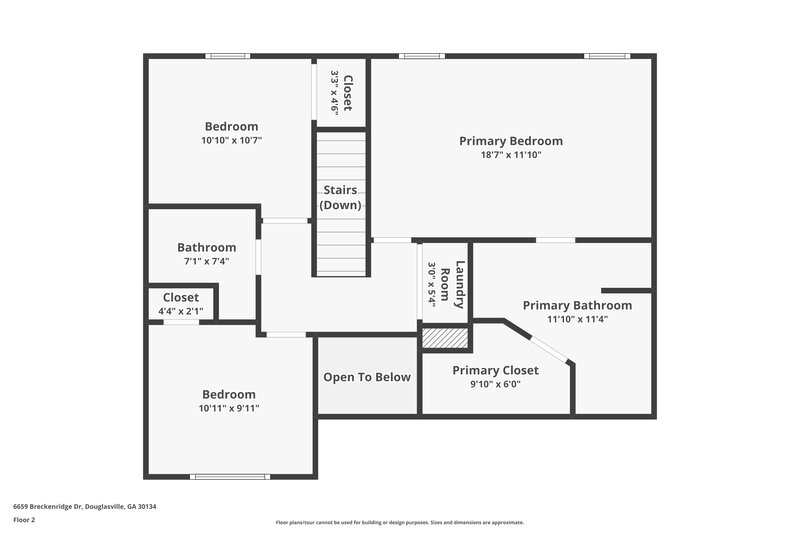 1,765/Mo, 6659 Breckenridge Dr Douglasville, GA 30134 Floor Plan View 2