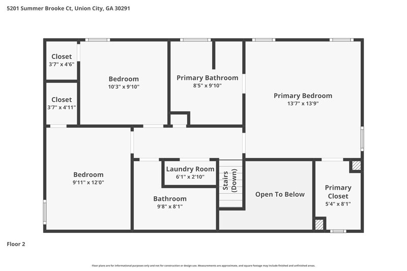 2,025/Mo, 5201 Summer Brooke Ct Union City, GA 30291 Floor Plan View 2
