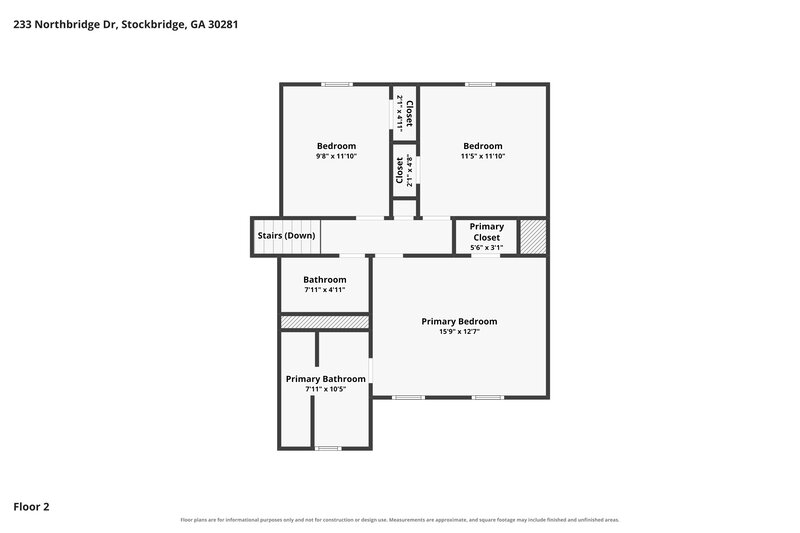 1,930/Mo, 233 Northbridge Dr Stockbridge, GA 30281 Floorplan View 2