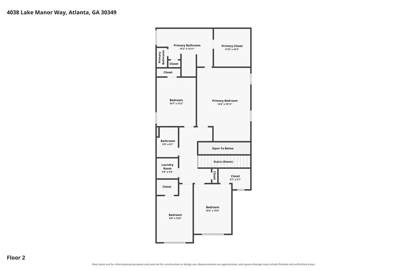 2,585/Mo, 4038 Lake Manor Way Atlanta, GA 30349 Floor Plan View 2