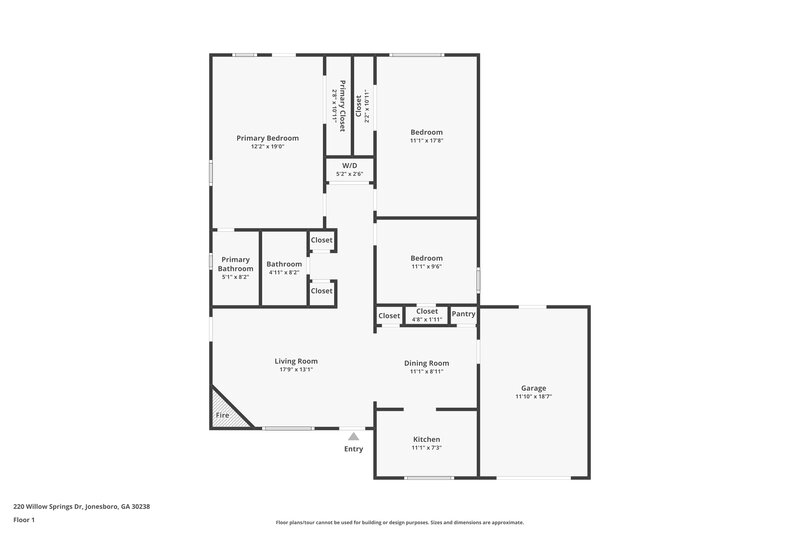1,600/Mo, 220 Willow Springs Dr Jonesboro, GA 30238 Floor Plan View
