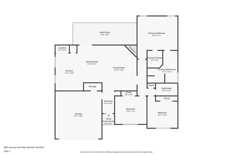 1,850/Mo, 4891 Country Cove Way Powder Springs, GA 30127 Floor Plan View