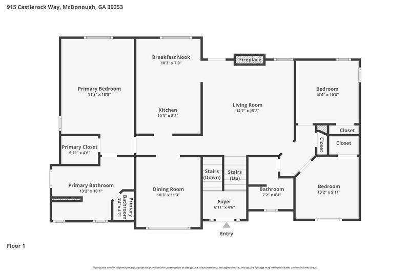 2,280/Mo, 915 Castlerock Way McDonough, GA 30253 Floor Plan View 2