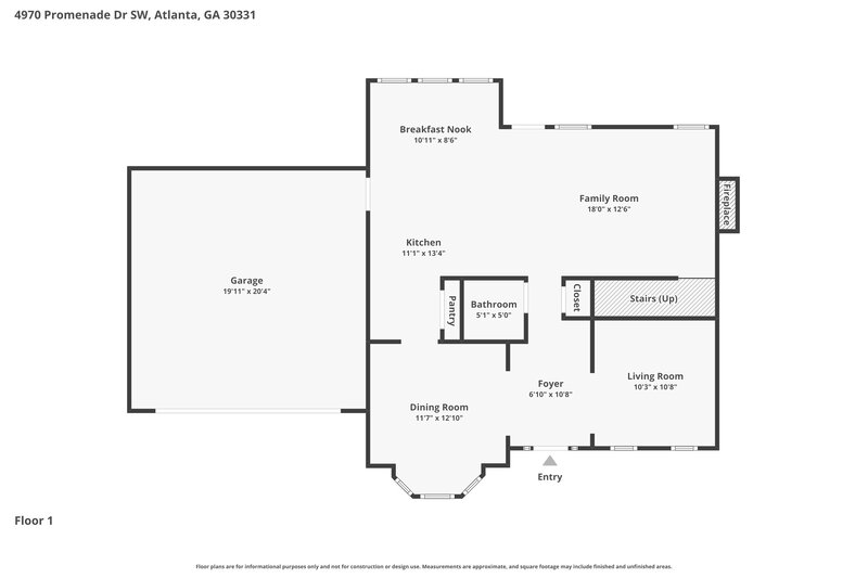 2,470/Mo, 4970 Promenade Dr SW Atlanta, GA 30331 Floor Plan View