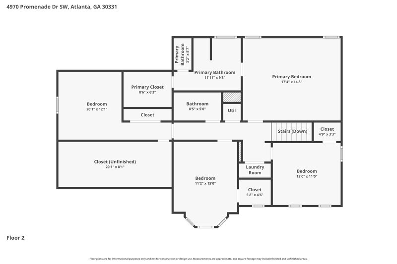2,470/Mo, 4970 Promenade Dr SW Atlanta, GA 30331 Floor Plan View 2