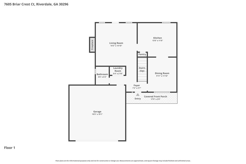 2,095/Mo, 7605 Briar Crest Ct Riverdale, GA 30296 Floor Plan View