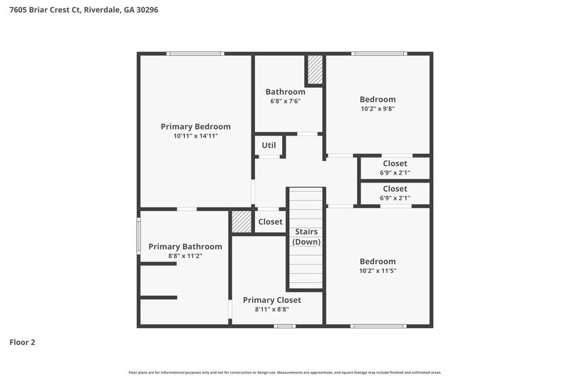 2,095/Mo, 7605 Briar Crest Ct Riverdale, GA 30296 Floor Plan View 2