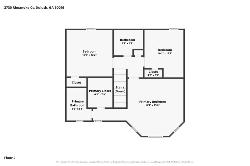 2,165/Mo, 3730 Rhoanoke Ct Duluth, GA 30096 Floor Plan View 2