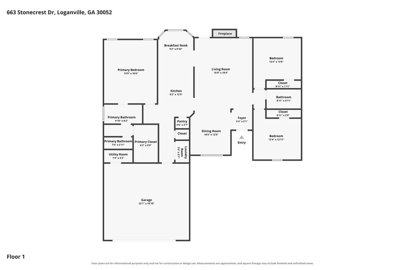 1,975/Mo, 663 Stonecrest Dr Loganville, GA 30052 Floor Plan View